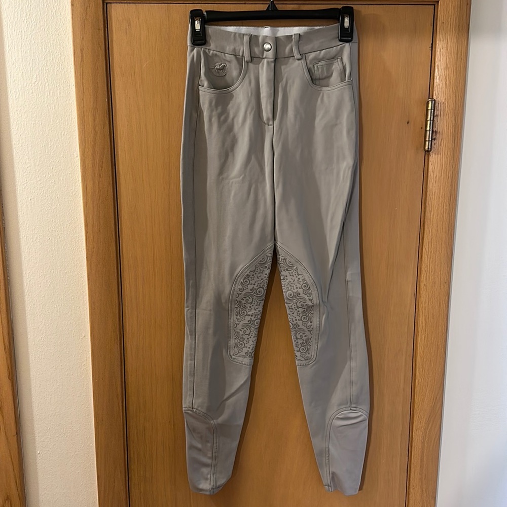 Piper by Smartpak Riding Britches Equestrian Pants Floral Gray Size 24L